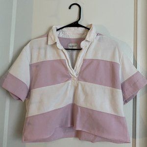Abercrombie and Fitch Pink and White Cutoff Rugby Shirt